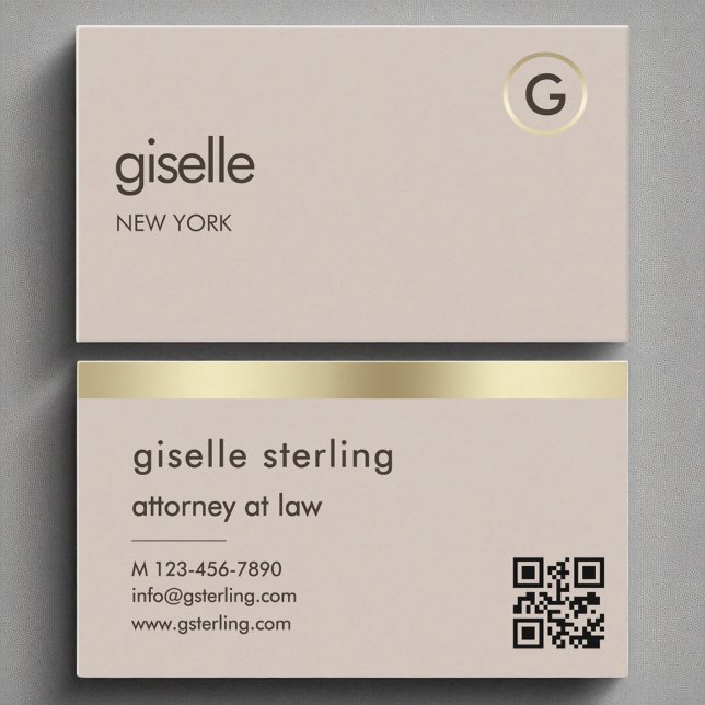 Rechtsanwalt QR Code Imitats Gold Foil Monogram Visitenkarte (Von Creator hochgeladen)
