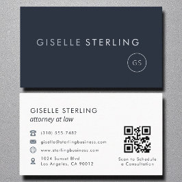 Rechtsanwalt QR Code Navy Blue Luxury Visitenkarte