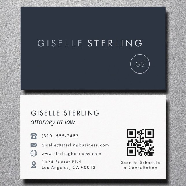 Rechtsanwalt QR Code Navy Blue Luxury Visitenkarte (Von Creator hochgeladen)