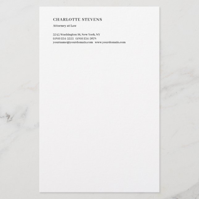 Rechtsanwalt Trendy Minimalistisch Elegant Einfach Briefpapier (Vorderseite)