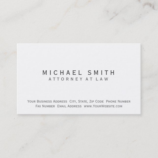 Rechtsanwalt White Simple Minimal Business Card Visitenkarte (Vorderseite)