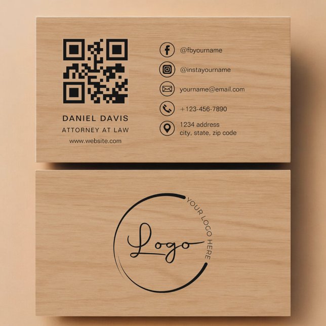 Rechtsanwalt Wood Professional QR Code Visitenkarte (Von Creator hochgeladen)