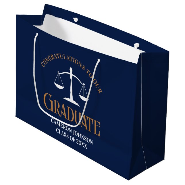 Rechtsanwältin der Navy Blue Gold Law School Absch Große Geschenktüte (Vorderseite Schrägansicht)