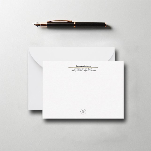 Rechtsanwältin für klassische Imitat Gold Line Mitteilungskarte (business corporate note card lawyer law paralegal attorney modern classic minimalist gold line)