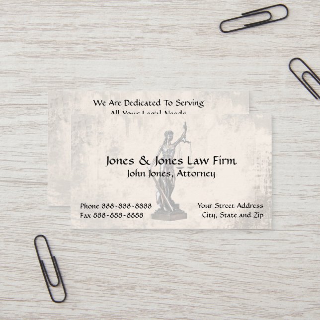 Rechtsanwältin Lady Justice Business Card Visitenkarte (Vorderseite/Rückseite Beispiel)
