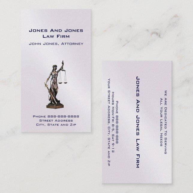 Rechtsanwältin Lady Justice Business Card Visitenkarte (Vorne/Hinten)