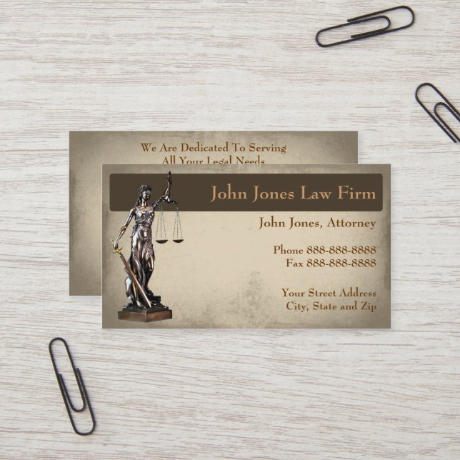 Rechtsanwältin Lady Justice Business Card Visitenkarte (Vorderseite/Rückseite Beispiel)