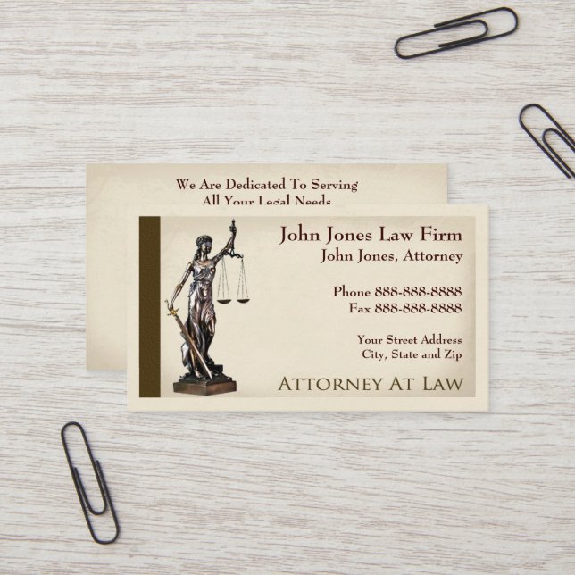 Rechtsanwältin Lady Justice Business Card Visitenkarte (Vorderseite/Rückseite Beispiel)