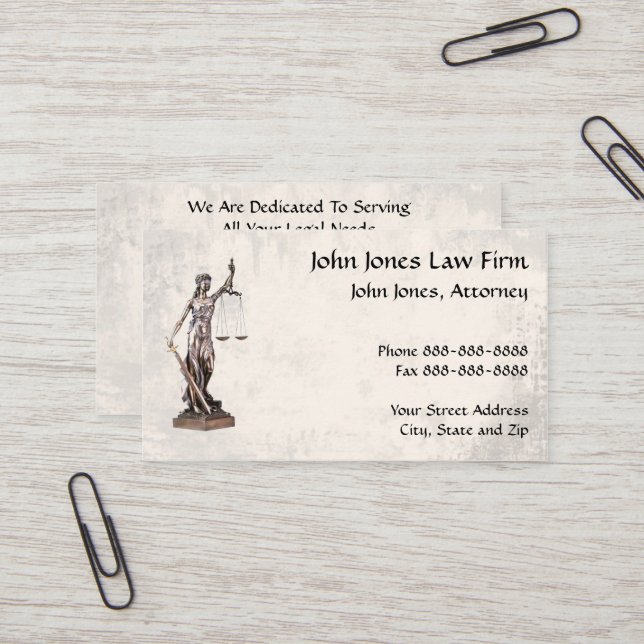 Rechtsanwältin Lady Justice Business Card Visitenkarte (Vorderseite/Rückseite Beispiel)