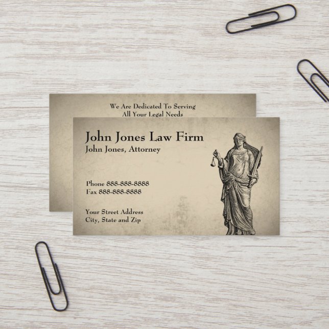 Rechtsanwältin Lady Justice Business Card Visitenkarte (Vorderseite/Rückseite Beispiel)