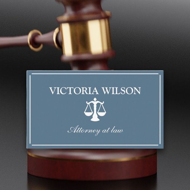 Rechtsanwältin mit blau-grauem QR-Code Visitenkarte (Attorney business card with qr code )