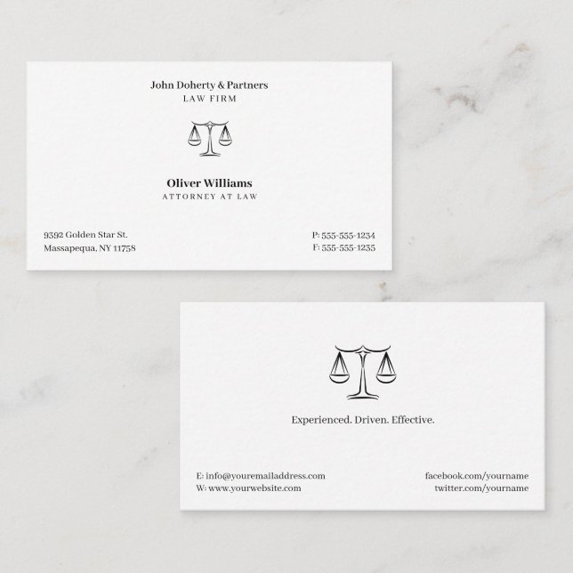 Rechtsanwältin | Rechtsanwalt Visitenkarte (Vorne/Hinten)