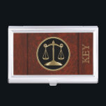 Rechtsanwältin | Umfang der Justiz | Personalisier Visitenkarten Dose<br><div class="desc">Beruflicher Inhaber der Visitenkarte. In einem Imitat Leder-Look mit der Waage des Gerechtigkeitssymbols bereit für Sie personalisieren. ✔ HINWEIS: ÄNDERN SIE NUR DIE VORLAGEBEREICHE, DIE SIE BENÖTIGEN! 😀 Sie können den Text bei Bedarf entfernen und neu hinzufügen, was immer Sie möchten und welchen Schriftart Sie möchten. 📌 Wenn Sie weitere...</div>