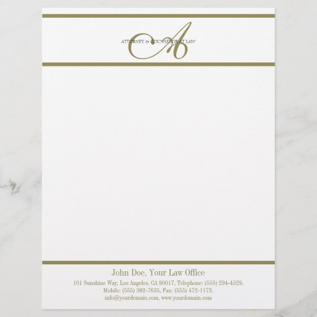 Rechtsanwalts-Briefkopf-Goldskript - Briefbogen (Vorderseite)