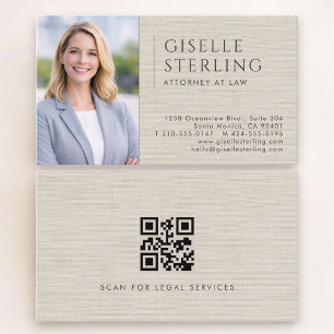 Rechtsanwalts-Leinen-Foto-QR-Code Visitenkarte