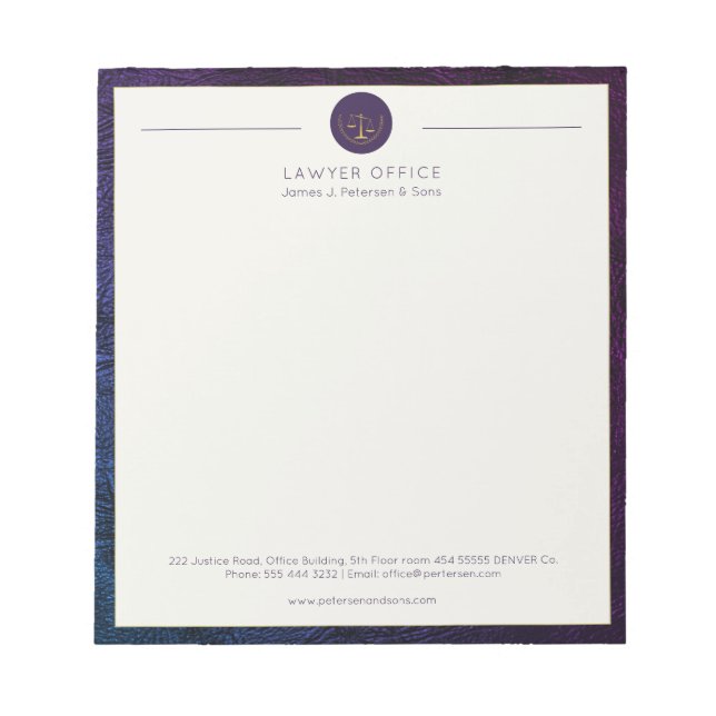 Rechtsanwaltsbüro elegant beruflich personalisiert notizblock (Vorderseite)