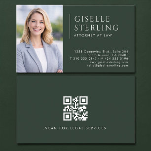 Rechtsanwaltsfoto-QR-Code Grün Visitenkarte