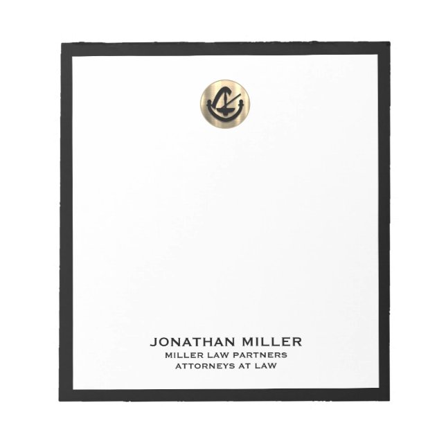 Rechtsanwaltskanzlei für berufliches Gold-Logo Notizblock (Vorderseite)