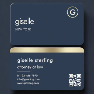 Rechtsanwaltskanzlei Navy Blau Gold QR-Code Visitenkarte
