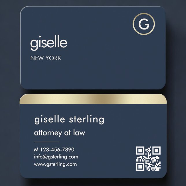 Rechtsanwaltskanzlei Navy Blau Gold QR-Code Visitenkarte (Von Creator hochgeladen)