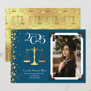 Rechtsanwaltsschule Gold Abschluss Navy Blue Einladung
