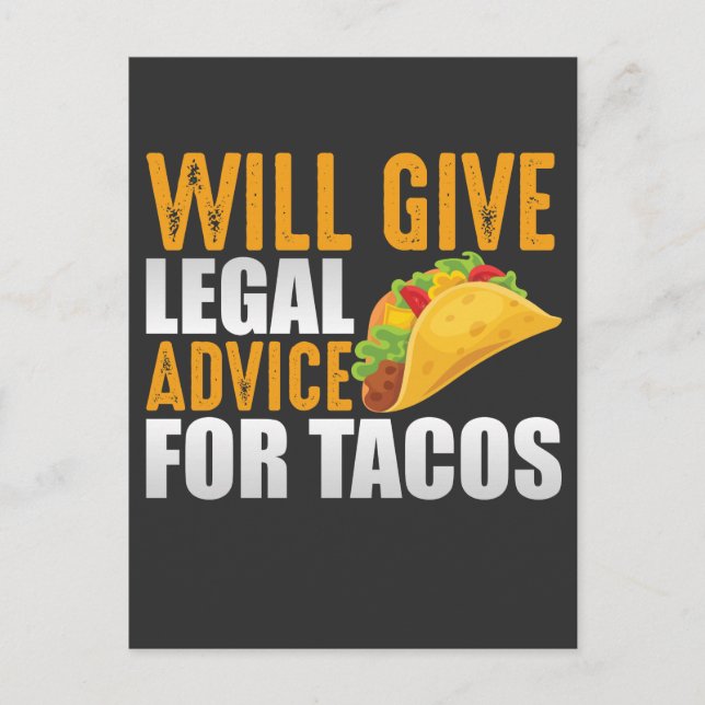 Rechtsbeistand für Tacos Mexican Lawyer Food Lover Postkarte (Vorderseite)