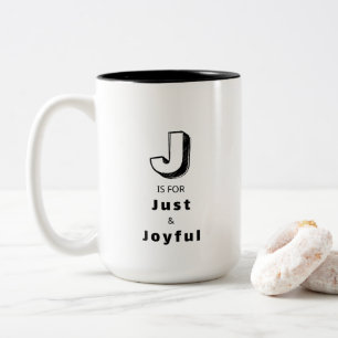 Rechtschaffen und Fröhlich J - Personalisierter Lu Zweifarbige Tasse