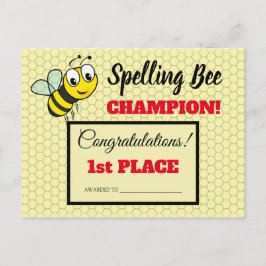Rechtschreibwettbewerb Bee Award Champion School Postkarte