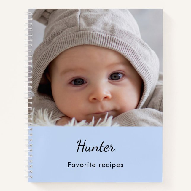 Recia Baby Boy Food Foto Name blau Notizbuch (Vorderseite)