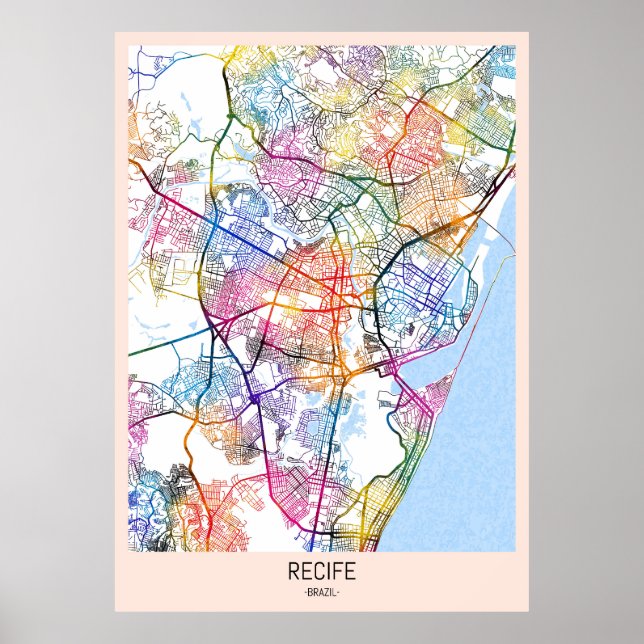 Recife Brazil City Map Poster (Vorne)