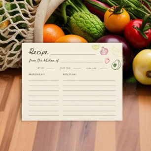 Recipe aus dem Markt für handgezogenes Brautparty Begleitkarte