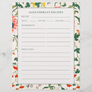 Recipe Binder Page INDIVIDUELLE NAME Elegant f