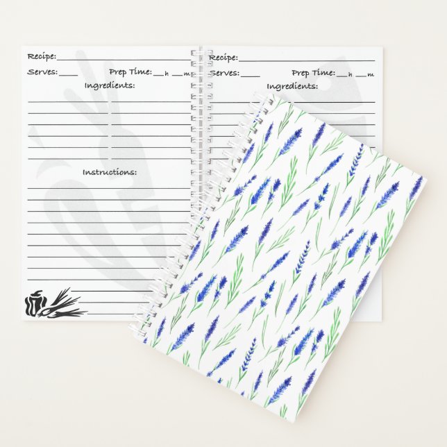 Recipe Book (14 x 21,6cm) - Lavender Pattern Notizbuch (Innen)