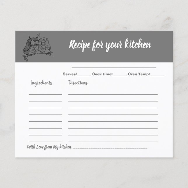 Recipe Card Brautparty Owls Liebe Flyer (Vorne)