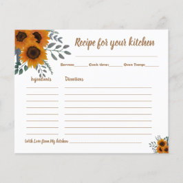 Recipe Card Brautparty Sonnenblumen Grüne Flyer