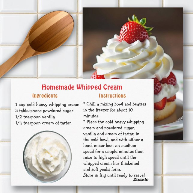 Recipe Card for Homemade Whipped Cream Postkarte (Von Creator hochgeladen)