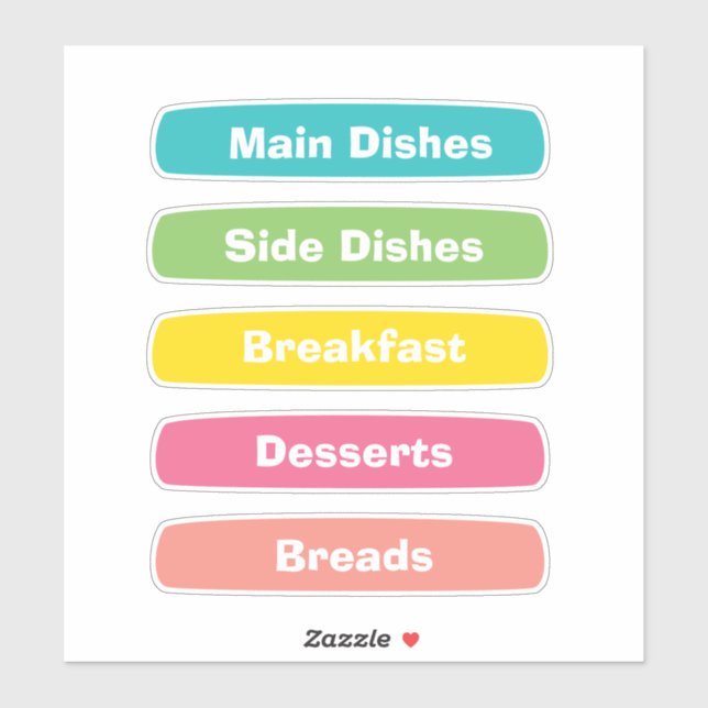 Recipe Category Stickers – Binder Tabs Aufkleber (Blatt)
