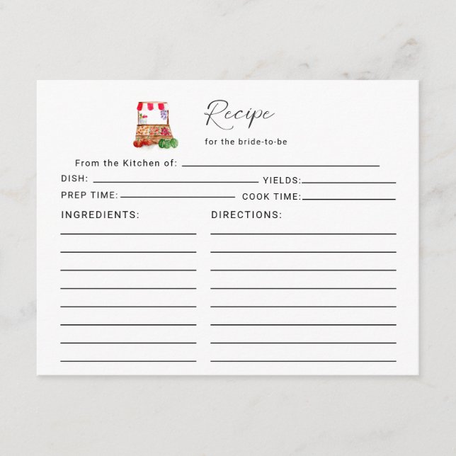 Recipe for the Bride Off The Market Bridal Shower Begleitkarte (Vorderseite)