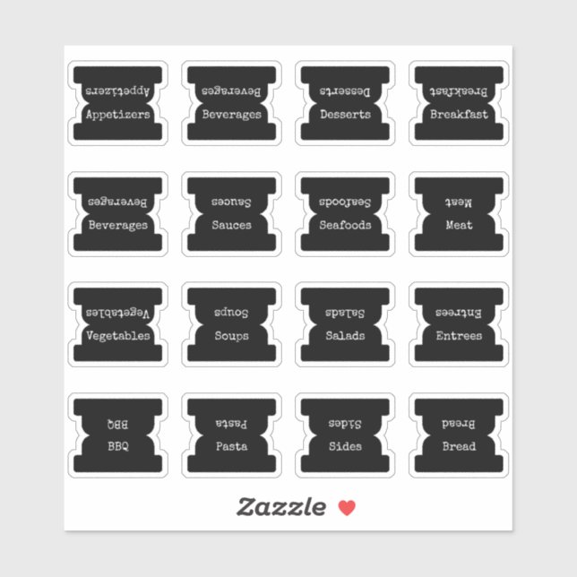 Recipe Index Divider Side Tab Black Folding  Aufkleber (Blatt)