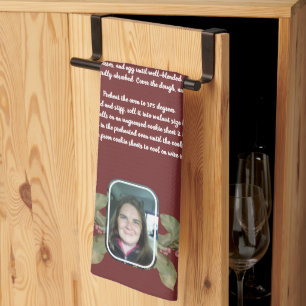 Recipe Keepake Foto und blühende Bräune kariert Geschirrtuch