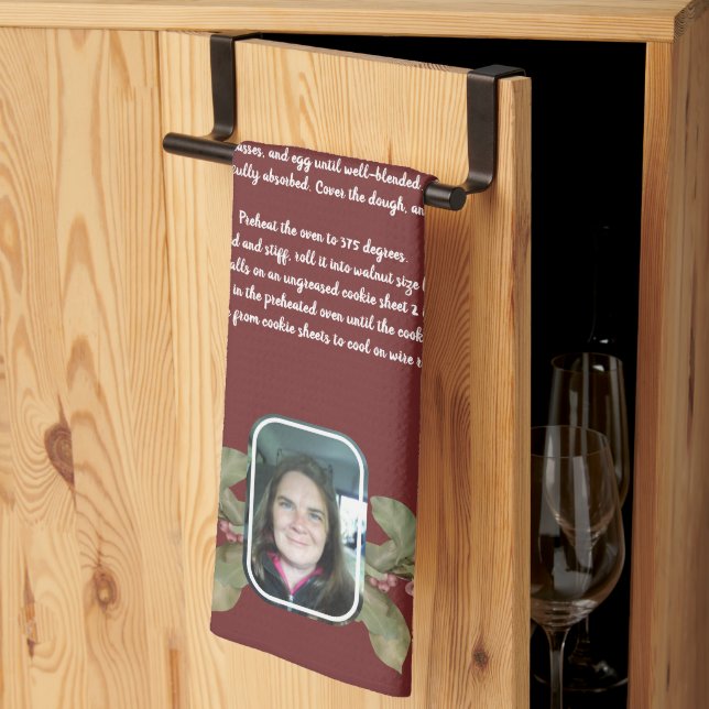 Recipe Keepake Foto und blühende Bräune kariert Geschirrtuch (Drittel gefaltet)