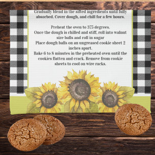 Recipe keepake Sonnenblume Schwarz-weiß Kariert Geschirrtuch
