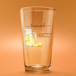 Recipe Lemonade Drink Wasserfarben Zitronen Glas