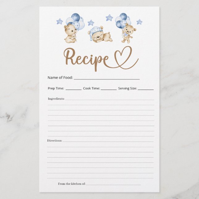 Recipe Teddy Bear Boy Babydusche (Vorderseite)