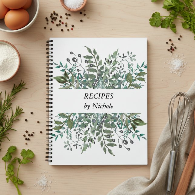 Recipes Foliage Grüne Blätter Personalisiert Notizbuch (Von Creator hochgeladen)