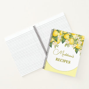 Recipes Lemon Floral Citrus Modern Personal Notizbuch