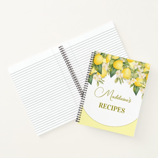 Recipes Lemon Floral Citrus Modern Personal Notizbuch (Innenseite)