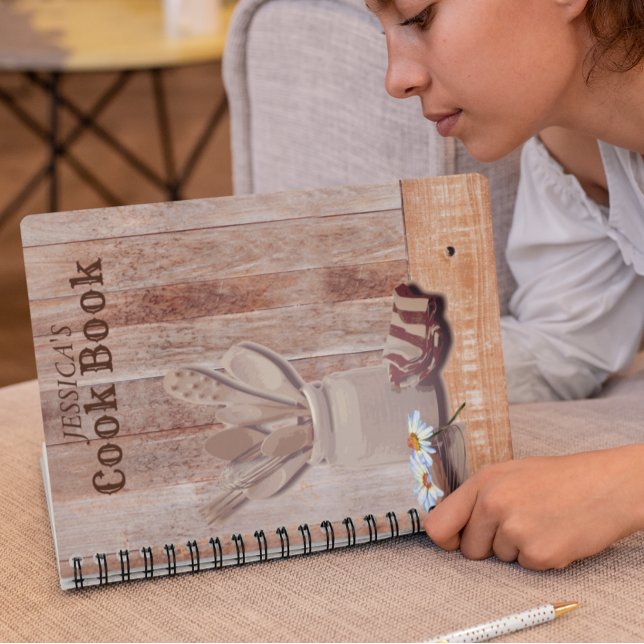 Recipes Rustic Kitchen Daisy Personalisiert Notizbuch (Von Creator hochgeladen)