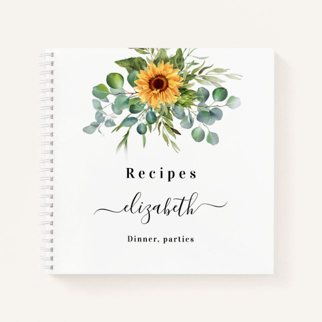 Recipes sunflower Eukalyptus Greenscript Name Notizbuch (Vorderseite)