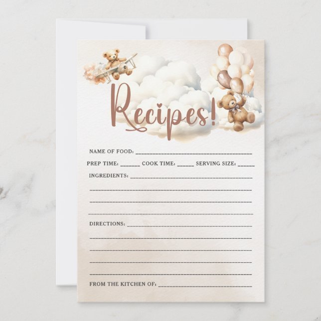 RECIPS Baby Shower Game Niedlich Bear Einladung (Vorderseite)